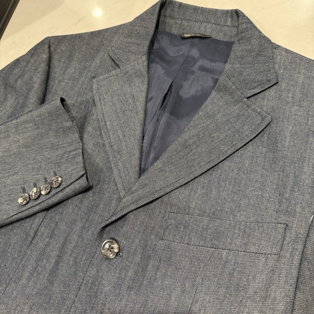 Banana Republic Sport Coat Wool Cotton Blend Mens  Blazer Blue 3‎ Button